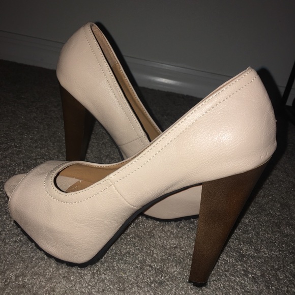 Charlotte Russe Shoes - Nude with brown high heels. Size 7